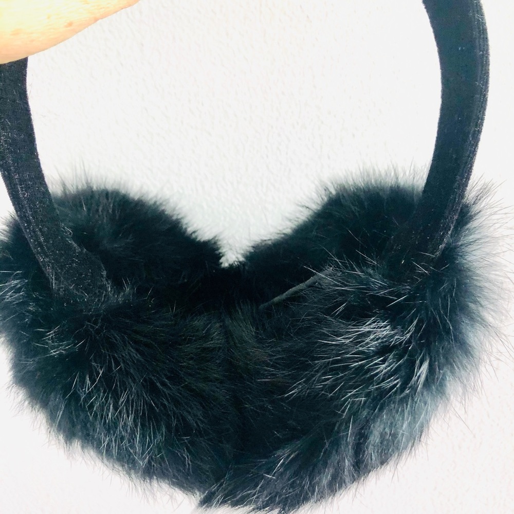 Like new black rabbit fur earmuffs! Soft and chic!